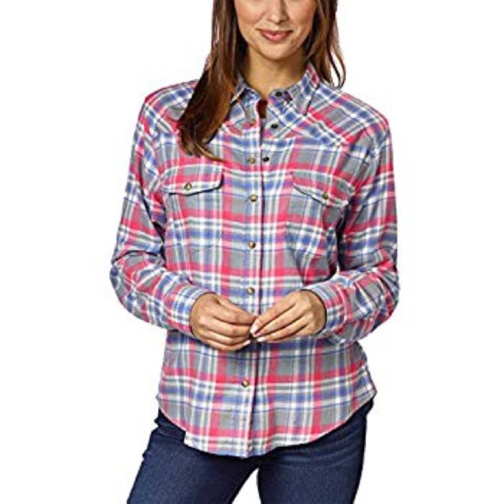 JACHS GIRLFRIEND  Bea L/S plaid flannel with snaps